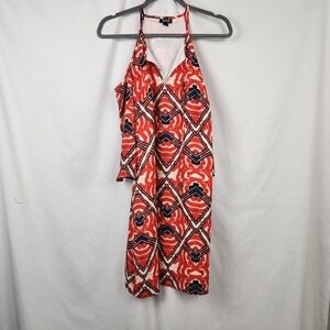 A.N.A.‎ NWT Red Print Chiffon Cold Shoulder 3/4 Sleeve Short Straight Dress Sz S
